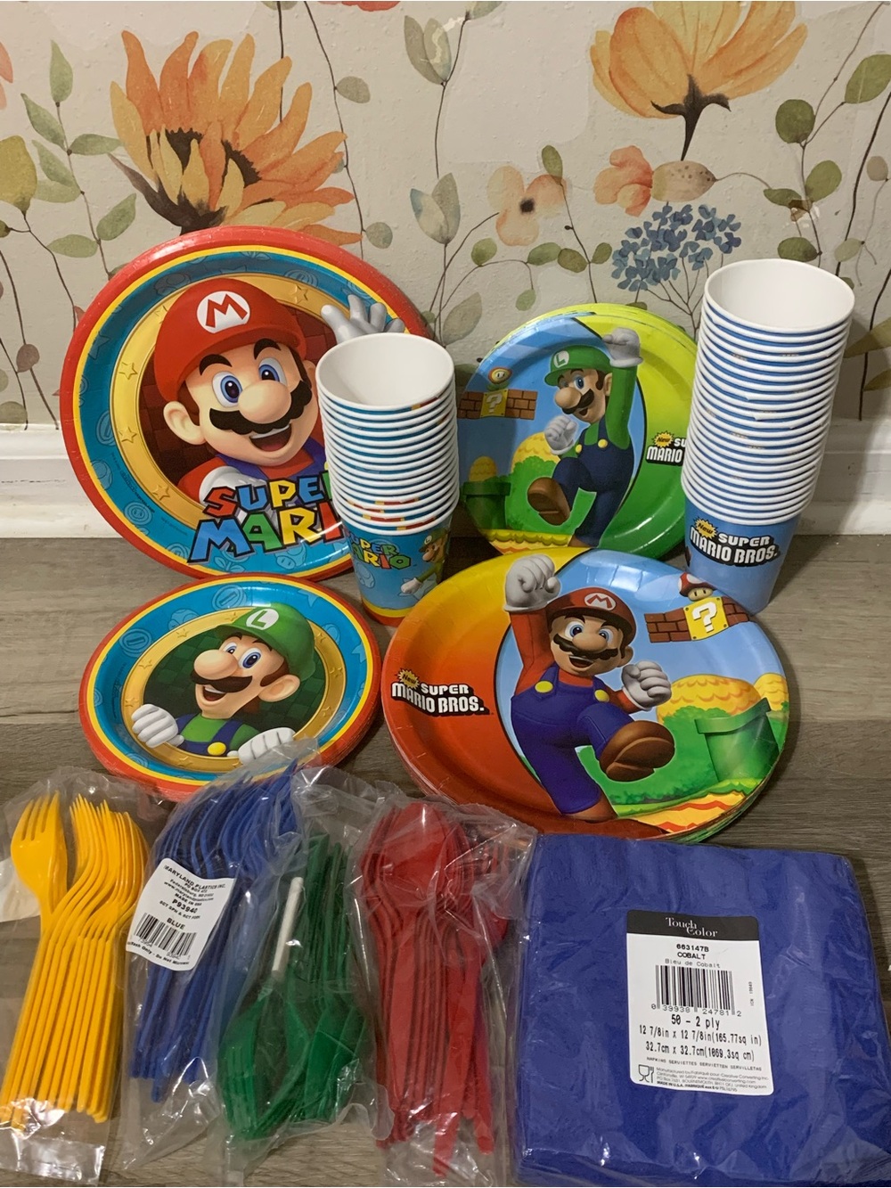 Nintendo Super Mario Party Plates, Cups, Napkins, and Utensils